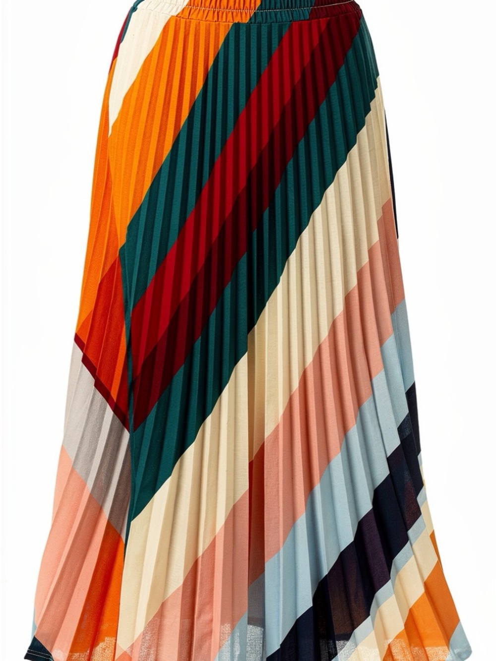SHEIN Pleated Midi Skirt in Orange, Teal, Red, Cream, Pink, Blue, Black